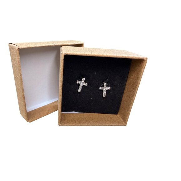 Dainty Crystal Cross Earrings In Gift Box For Women Or Teens - Picture 2 of 8